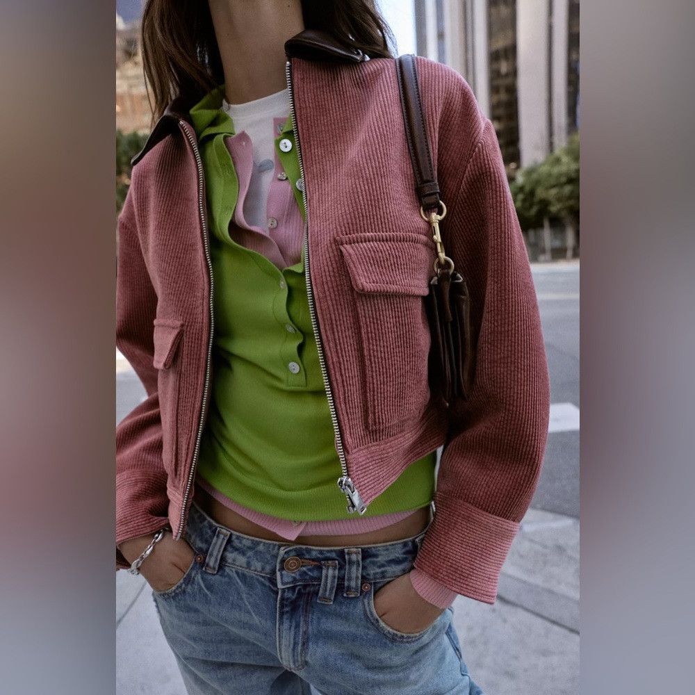 Zara ZARA CORDUROY JACKET WITH FAUX LEATHER COLLAR Size M / US 6-8 / IT 42-44 - 8 Thumbnail