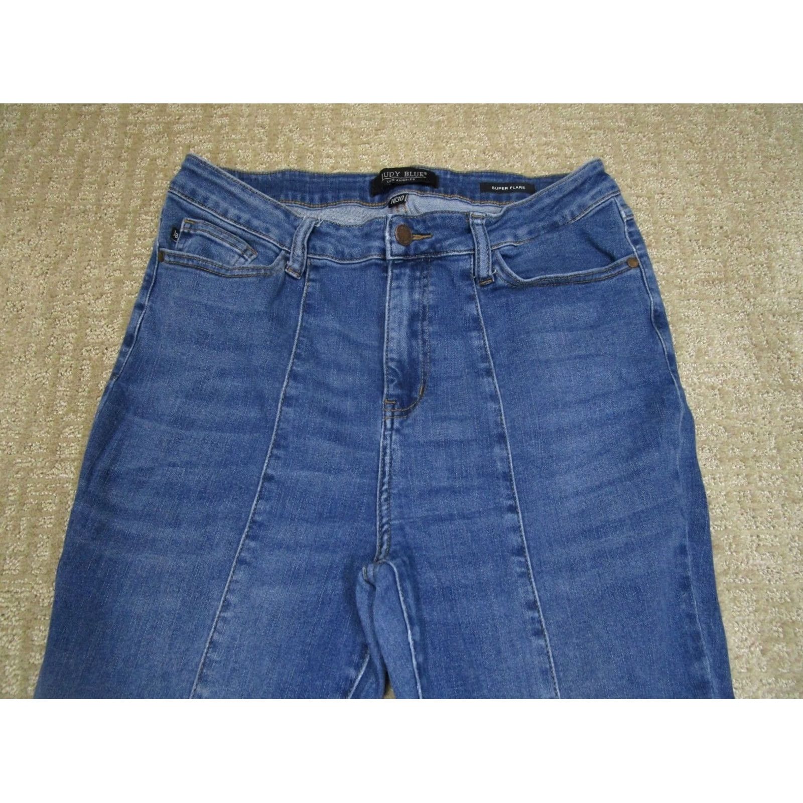 Vintage Judy Blue Jeans Women 30 High Rise Flared Bell Bottoms Light Wash Denim Stretch Pants Blue 5-Pocket Regular Fit Womens Size 30" / US 8 / IT 44 - 2 Thumbnail