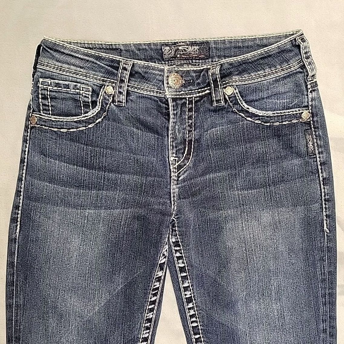 Silver Jeans Co. VINTAGE Silver Jeans Women 28 Suki High Capri Stretch Denim Blue 28 Capri Womens Jeans Size 28" / US 6 / IT 42 - 3 Thumbnail