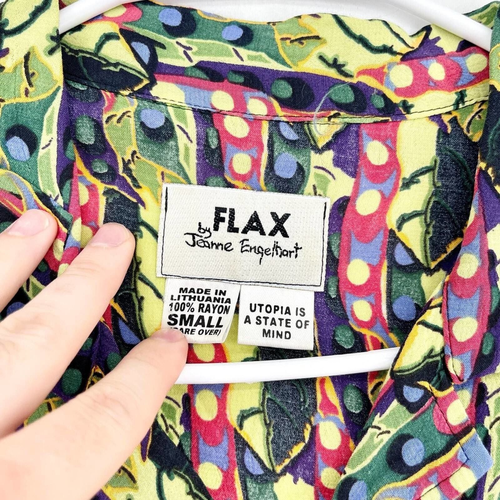 FLAX Flax Rayon Multi Geometric Button Up Mini Dress Size Small Size S / US 4 / IT 40 - 2 Thumbnail