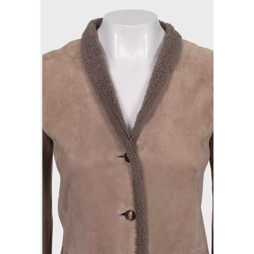 Loro Piana Loro Piana Luxe Brown Lambskin & Cashmere Cardigan Sz.40\S Size S / US 4 / IT 40 - 4 Thumbnail