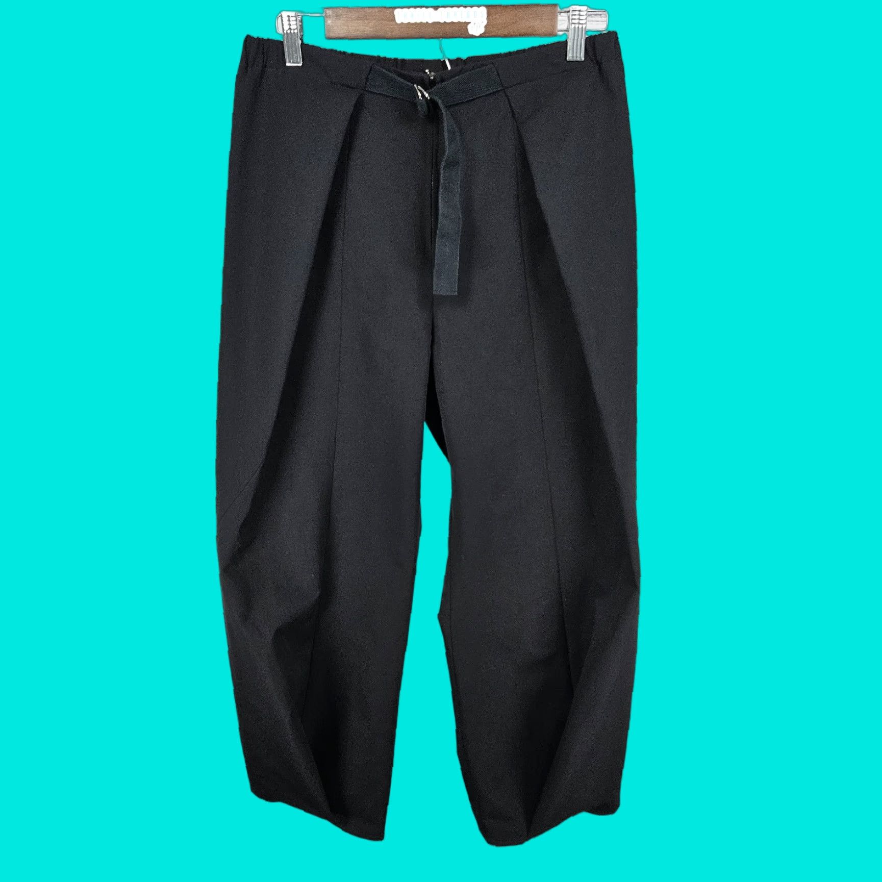 Zero + Maria Cornejo Black Belted High Rise Wide Leg Pants NY USA 8