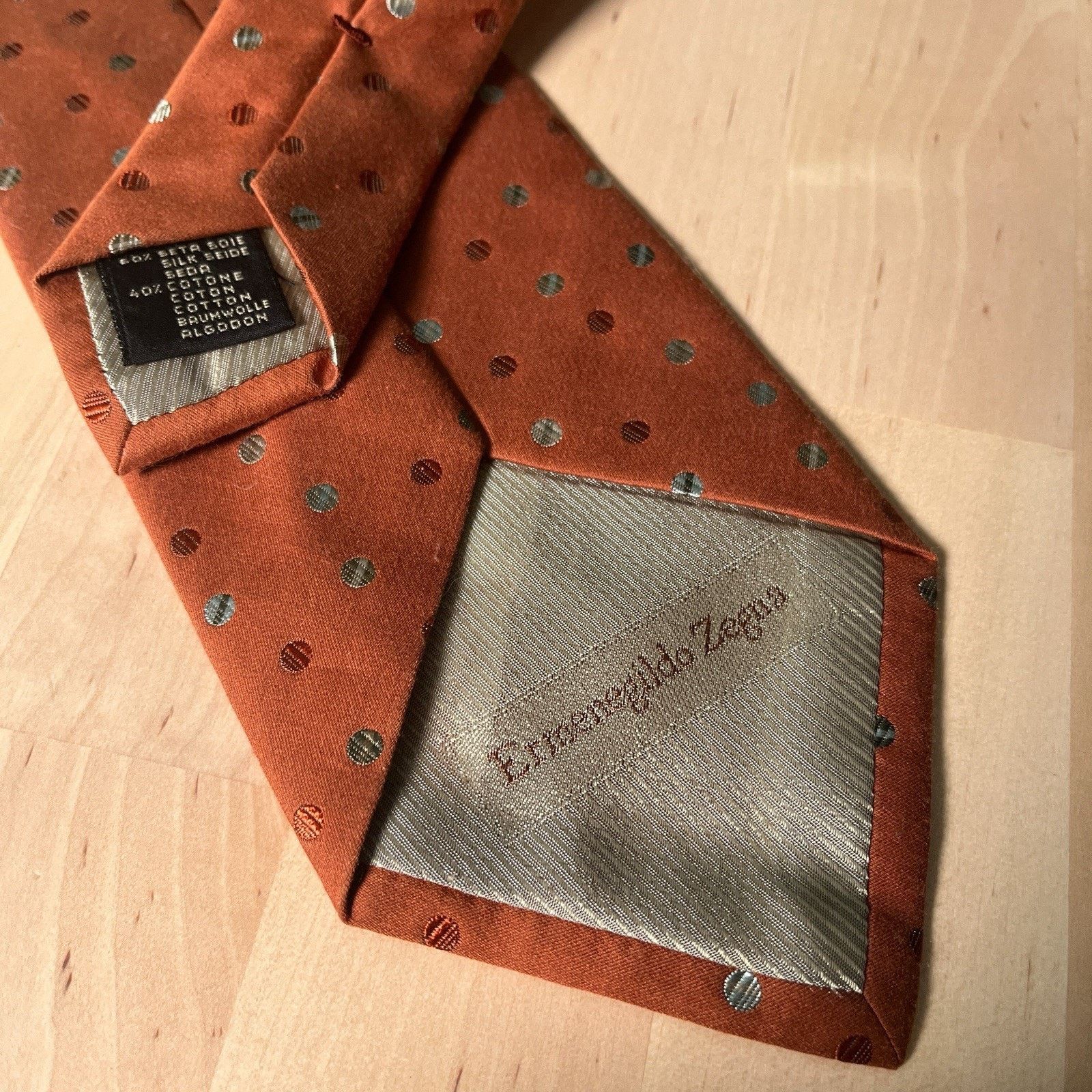Ermenegildo Zegna Ermenegildo Zegna Necktie Silk Cotton Blend Italy Polka Dot Size ONE SIZE - 2 Thumbnail