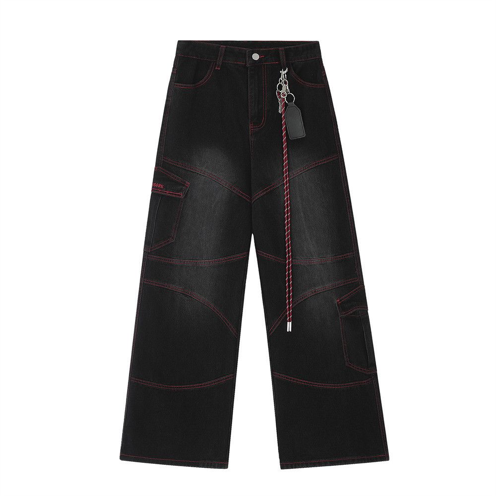 Japanese Brand × Jean Men's loose trendy keychain decorated straight jeans Size US 32 / EU 48 - 1 Thumbnail