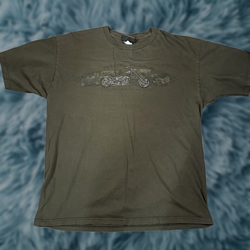 Olive VINTAGE ODM Ride Hard Custom Motorcycles Tshirt Size XL Olive Grunge Skater Mens Size US XL / EU 56 / 4 - 1 Thumbnail