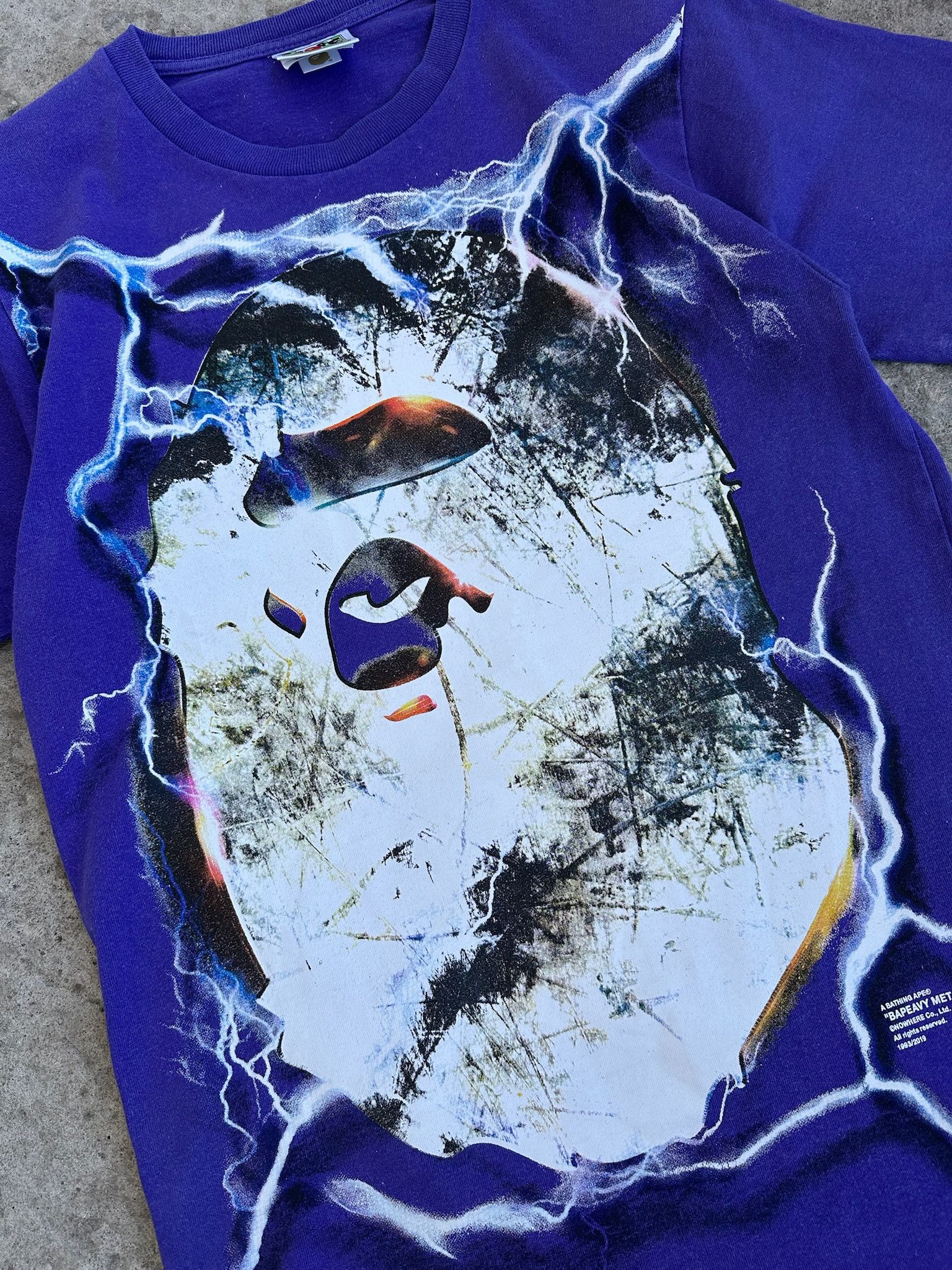 Bape purple lighting college tee Bapeavy Metal tShirt