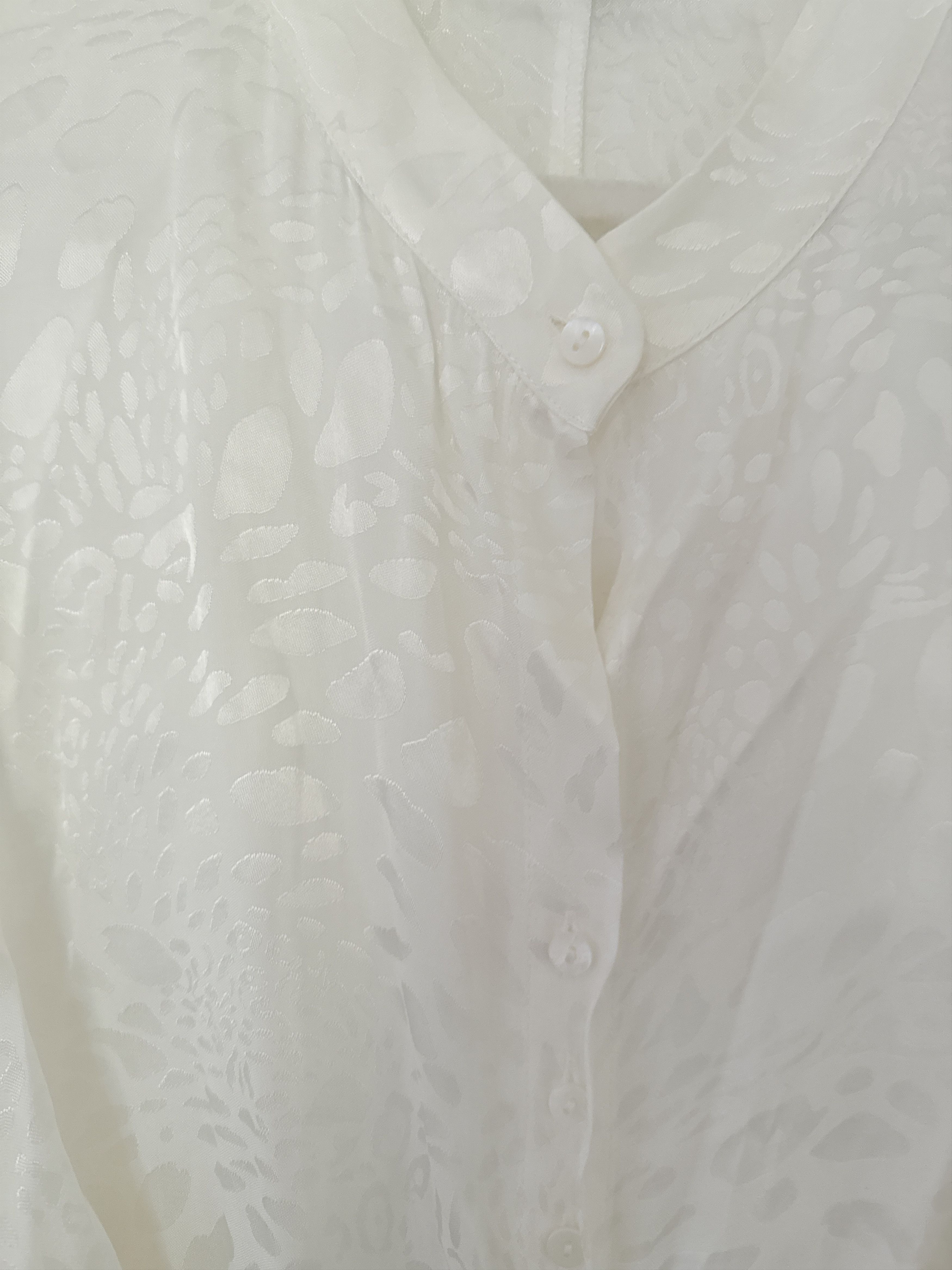 BTFL BTFL-Life V Neck Lantern Top Jacquard Elastic White Boho Size M / US 6-8 / IT 42-44 - 4 Thumbnail