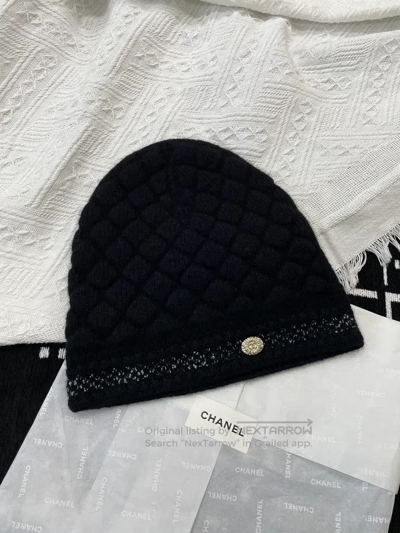 Chanel Chanel 26C new black cashmere knitted cold hat Size ONE SIZE - 1 Thumbnail
