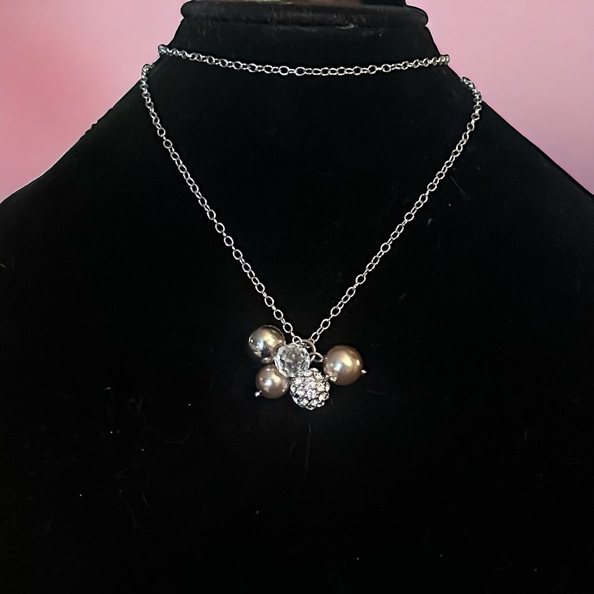 J.Crew J. Crew silver paved crystal ball & beads pendant necklace Size ONE SIZE - 1 Thumbnail