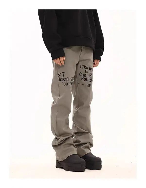 Japanese Brand Vintage street slogan embroidered micro flare casual pants Size US 32 / EU 48 - 3 Thumbnail