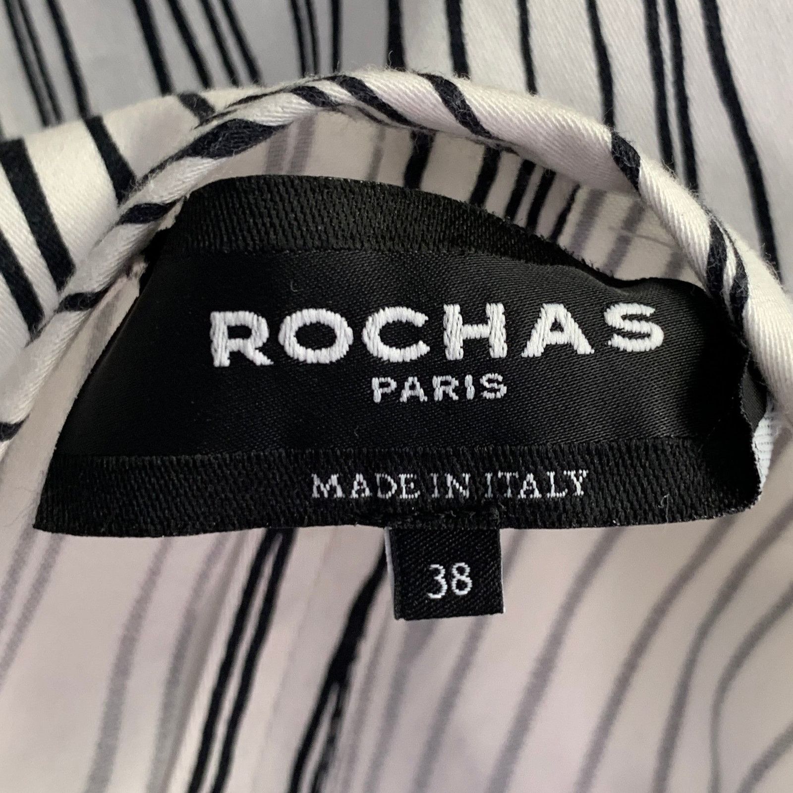 Rochas ROCHAS 2 Black White Cotton Stripe Button Trim A-Line Dress Size XS / US 0-2 / IT 36-38 - 5 Thumbnail