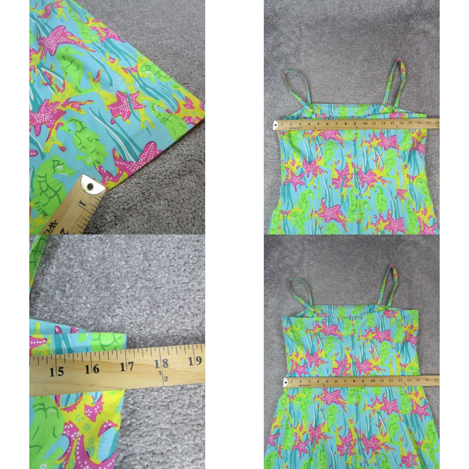Vintage Key West Sundress Girls 2 Blue Green Pink Animal Print Bow Cowl Neck Sleeveless Pullover Short Dress Womens Casual Party/Cocktail Travel Cotton Size XS / US 0-2 / IT 36-38 - 8 Thumbnail