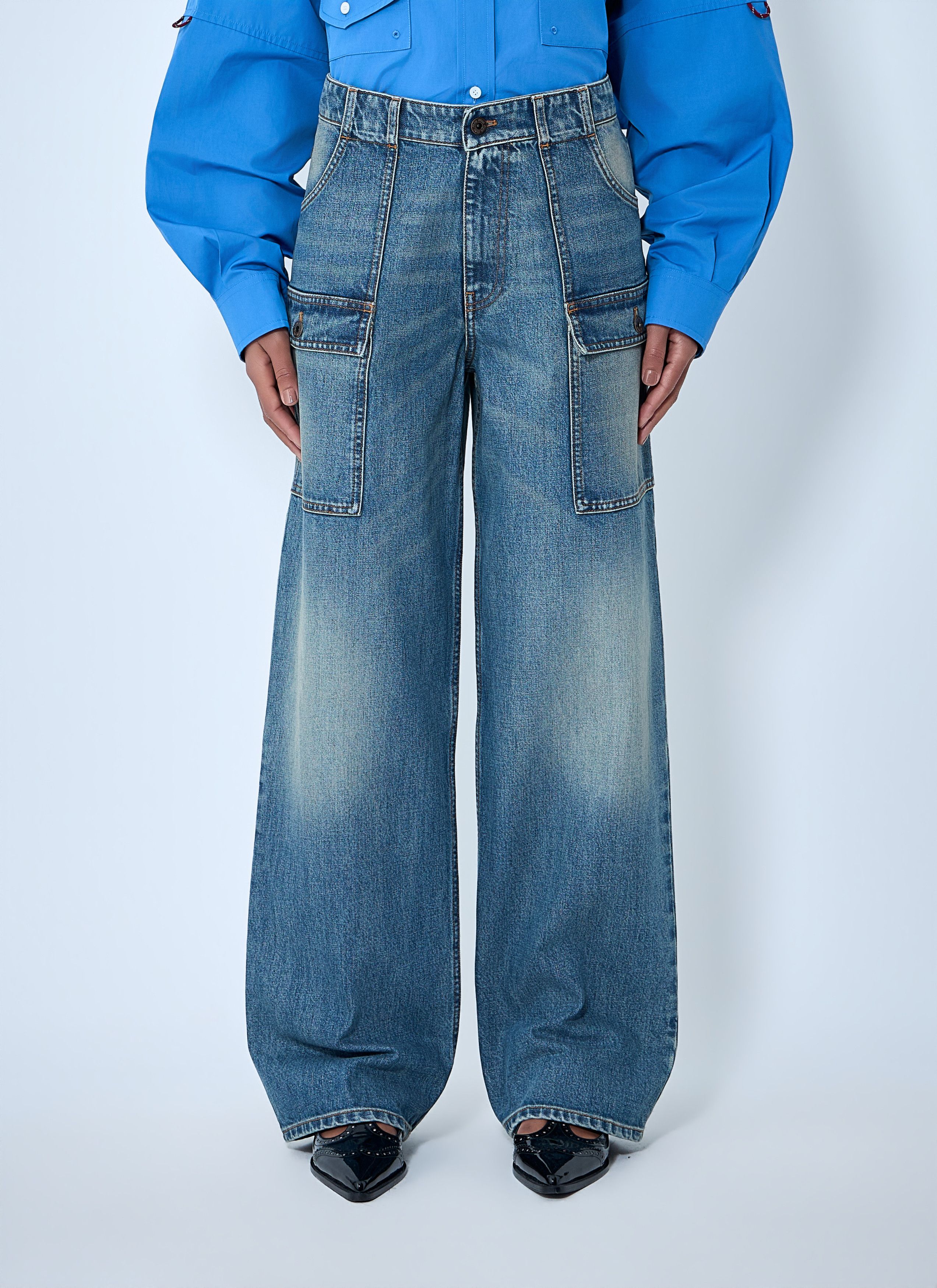 Miu Miu Cargo Denim Jeans Size 28" / US 6 / IT 42 - 1 Thumbnail