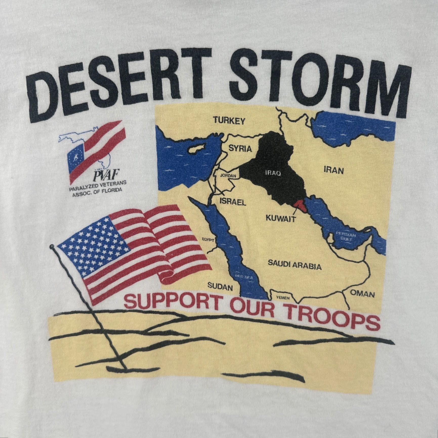 Vintage VINTAGE Oneita Mens L White Desert Storm Graphic Print USA Made Shirt 90s Patriotic Military Crew Neck Size US L / EU 52-54 / 3 - 6 Thumbnail