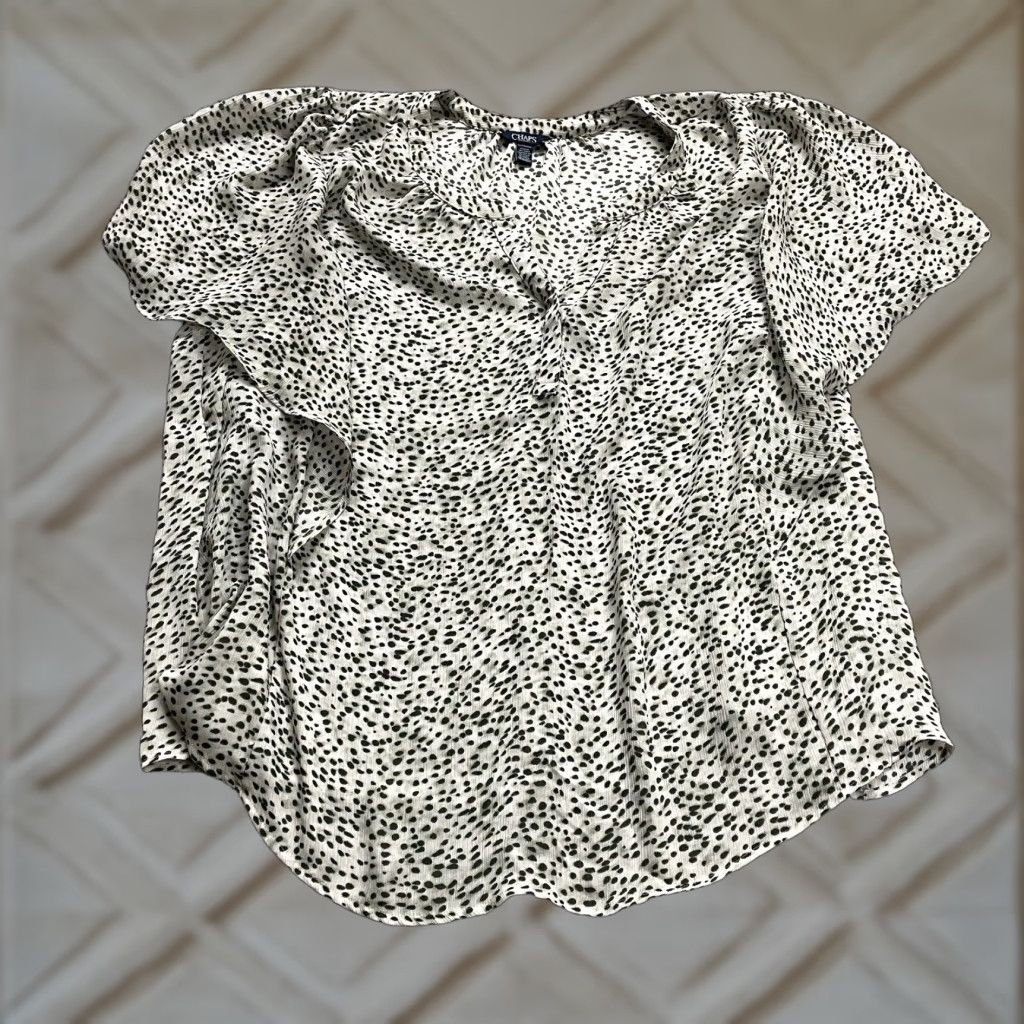 Chaps Chaps Blouse Tunic Womens 3XL Black White Polka Dot V-Neck Short Sleeve Casual Size XXL / US 16-18 / IT 52-54 - 1 Thumbnail
