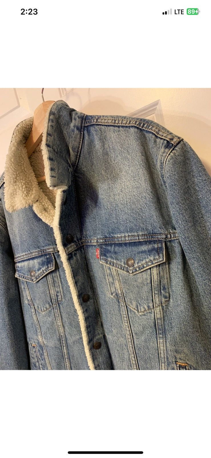Levi's Levis mens sz L jacket trucker sherpa lined denim blue jean Size US L / EU 52-54 / 3 - 9 Thumbnail