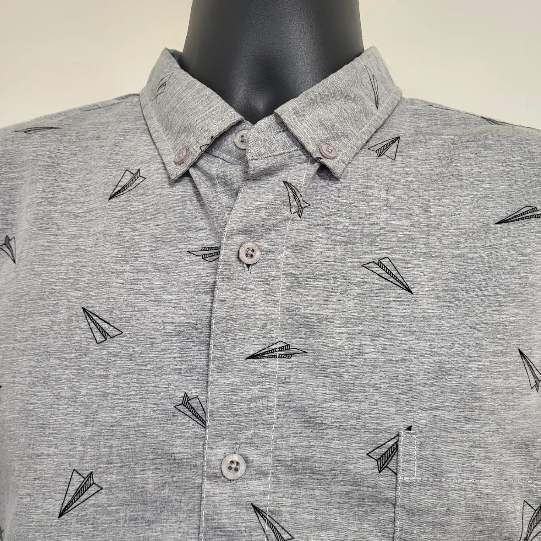 Vintage Molokai Surf Shirt XL Gray Paper Planes Print Button-Up Short Sleeve Mens Size US XL / EU 56 / 4 - 4 Thumbnail