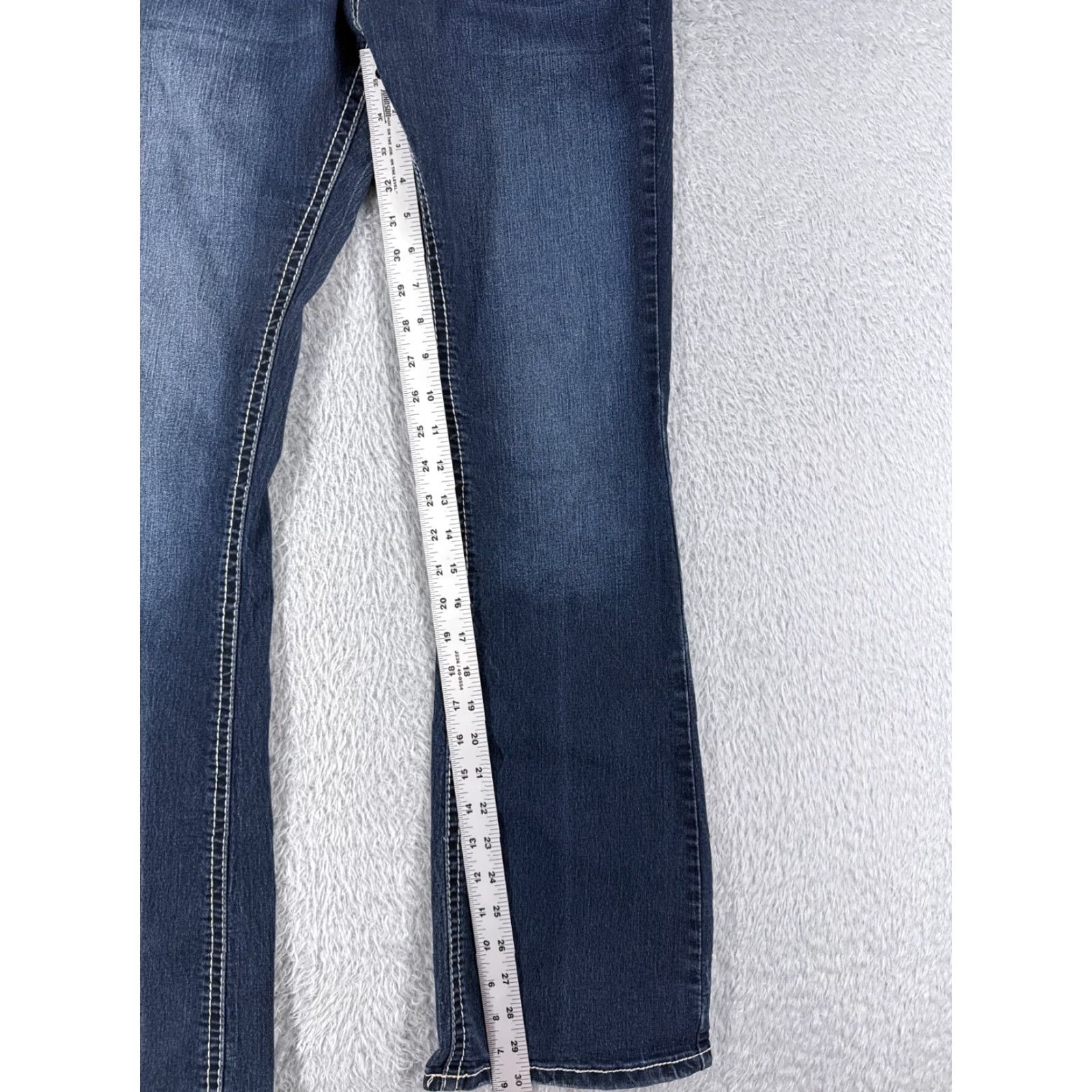 Denime Love Indigo Jeans Women 8 Blue Denim Flared Low Rise 30x30 Embroidered Sequin 5-Pocket Cotton Blend Medium Wash Vintage No N/A Size 30" / US 8 / IT 44 - 7 Thumbnail