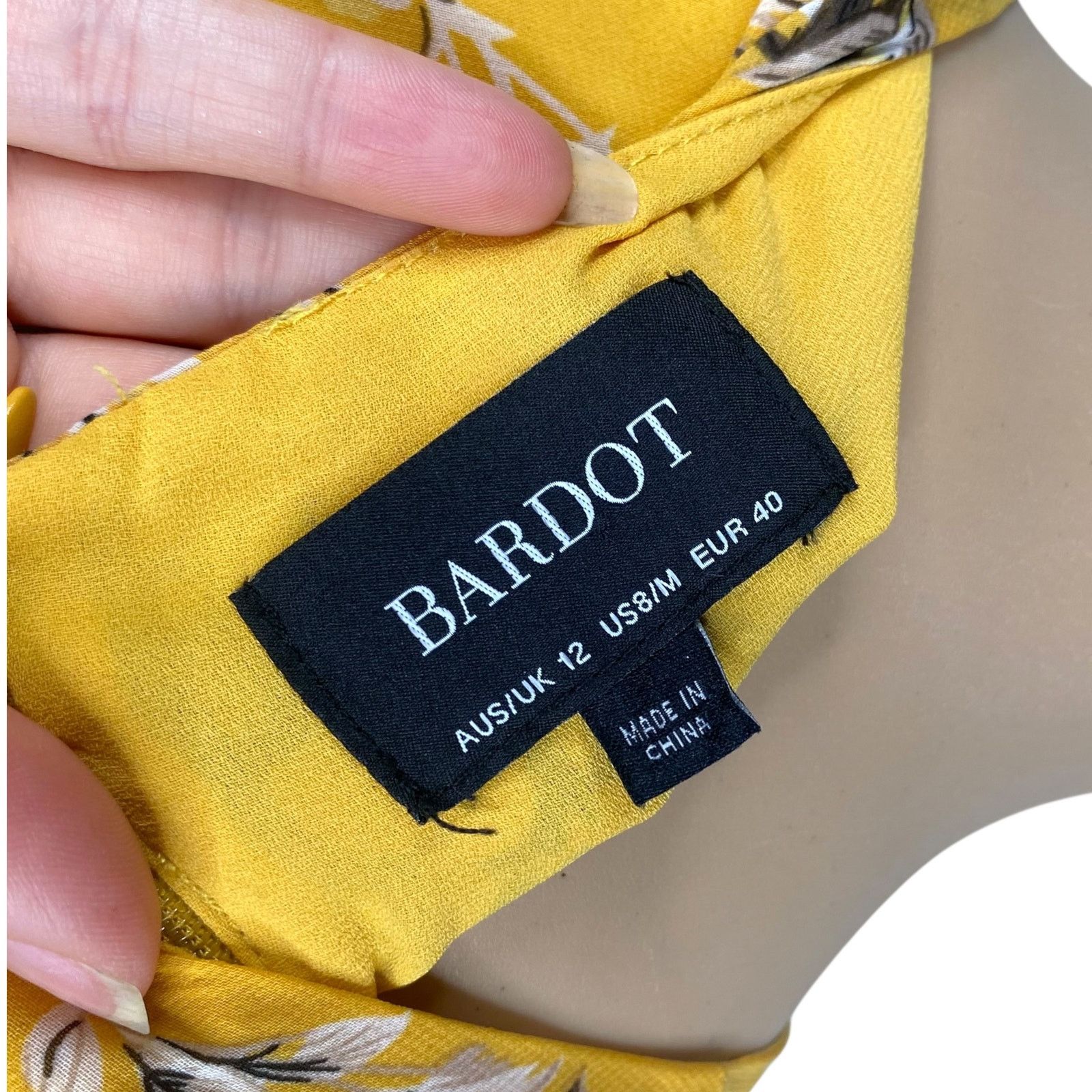 Anthropologie Bardot Yellow Floral Lace Up Ruffle Romantic Mini Dress SZ 8 Size M / US 6-8 / IT 42-44 - 11 Thumbnail