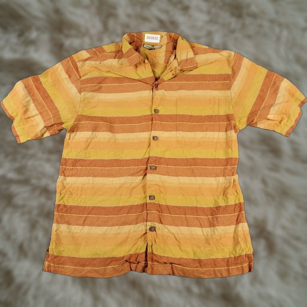 Tommy Bahama VINTAGE? No — Tommy Bahama Shirt Mens Large Orange Striped Hawaiian Button-Up Short Sleeve Size US L / EU 52-54 / 3 - 1 Thumbnail