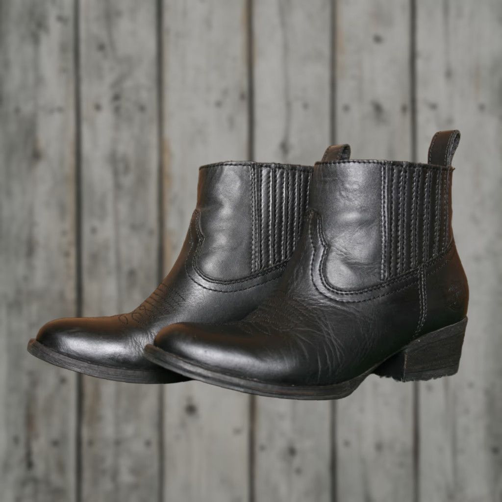 Harley Davidson HARLEY-DAVIDSON Curwood Black Leather 4.5" Short Western Boots Sz. 7M Womens Size 28" / US 6 / IT 42 - 1 Thumbnail