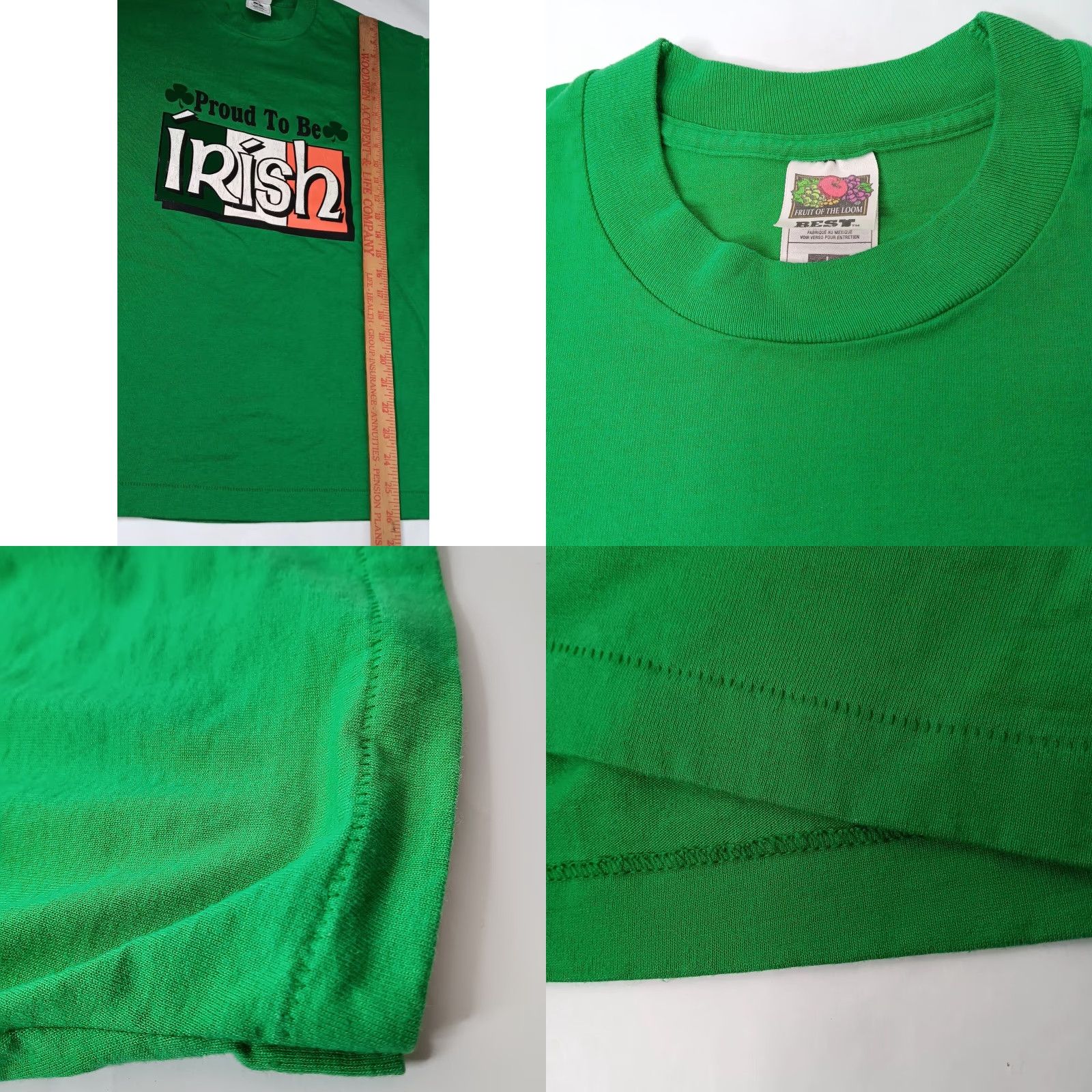 Fruit Of The Loom VINTAGE St Patricks Day Proud To Be Irish Shirt Men L Green Irish Vintage Single Stitch T-Shirt Size US L / EU 52-54 / 3 - 8 Thumbnail