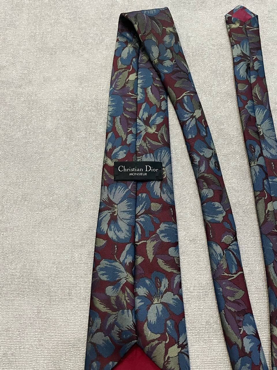 Christian Dior Monsieur Christian Dior Monsieur Flowers Red / Blue Silk Tie Size ONE SIZE - 6 Thumbnail