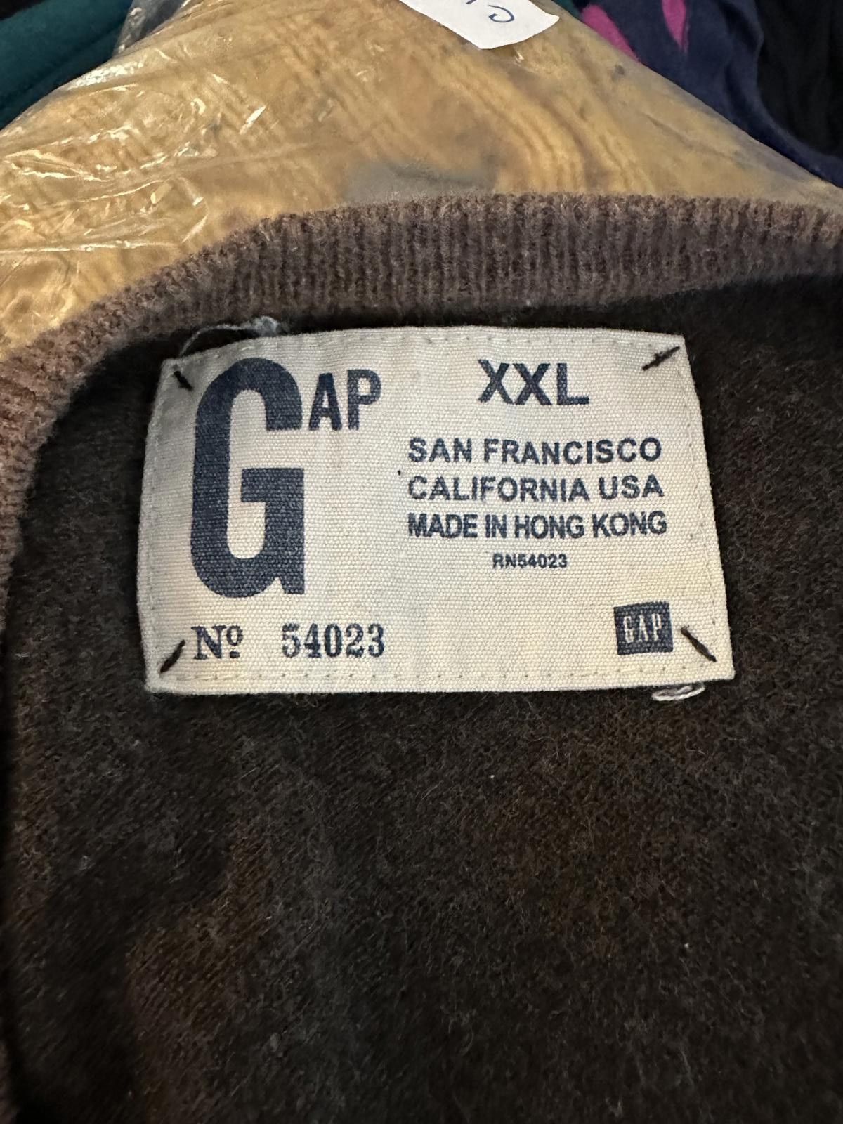 Gap Vintage GAP brown/gray cotton/cashmere V-neck sweater Size US XXL / EU 58 / 5 - 2 Thumbnail
