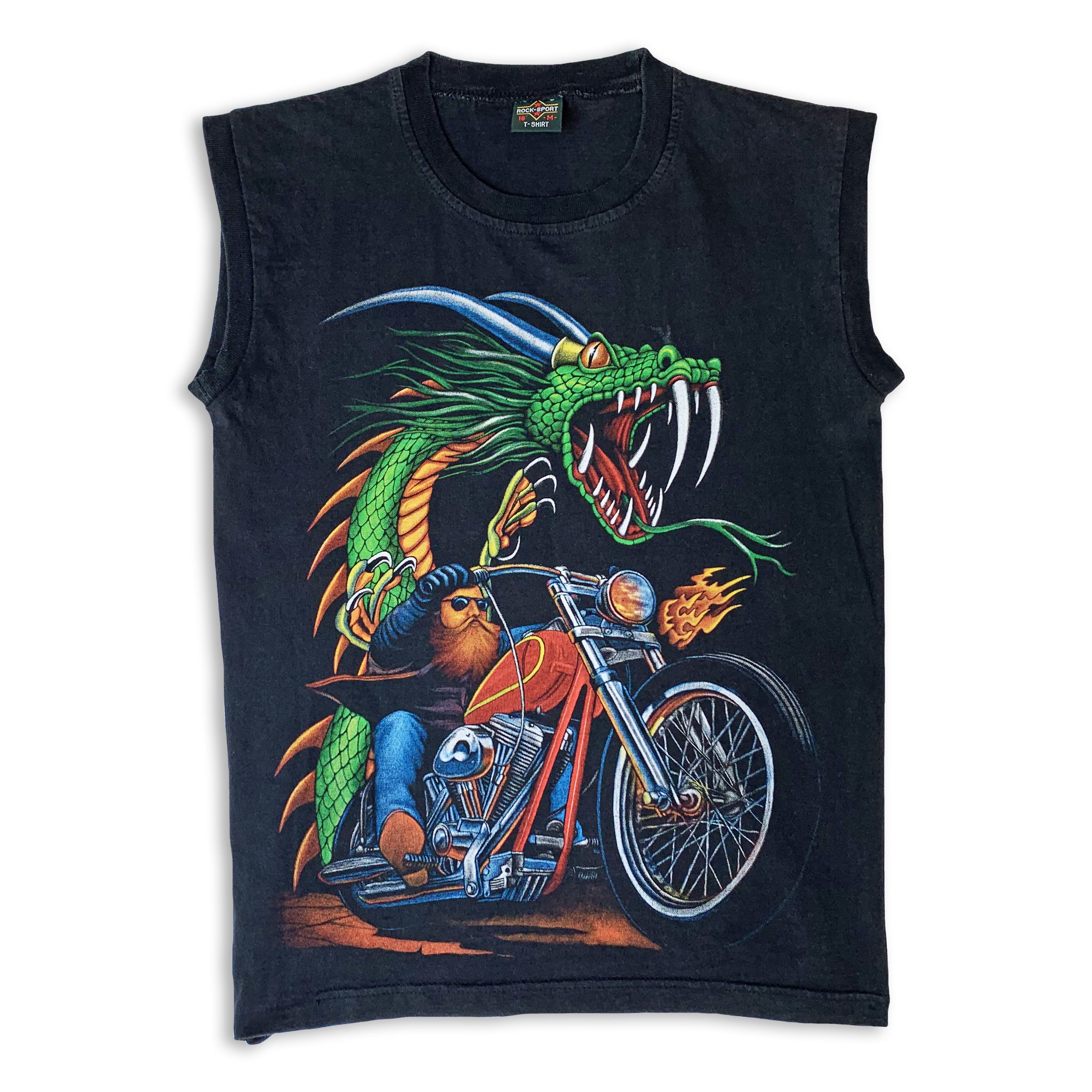Vintage Vintage 90s Biker Dragon t shirt Y2K Retro Rock Cut off Size US S / EU 44-46 / 1 - 2 Thumbnail