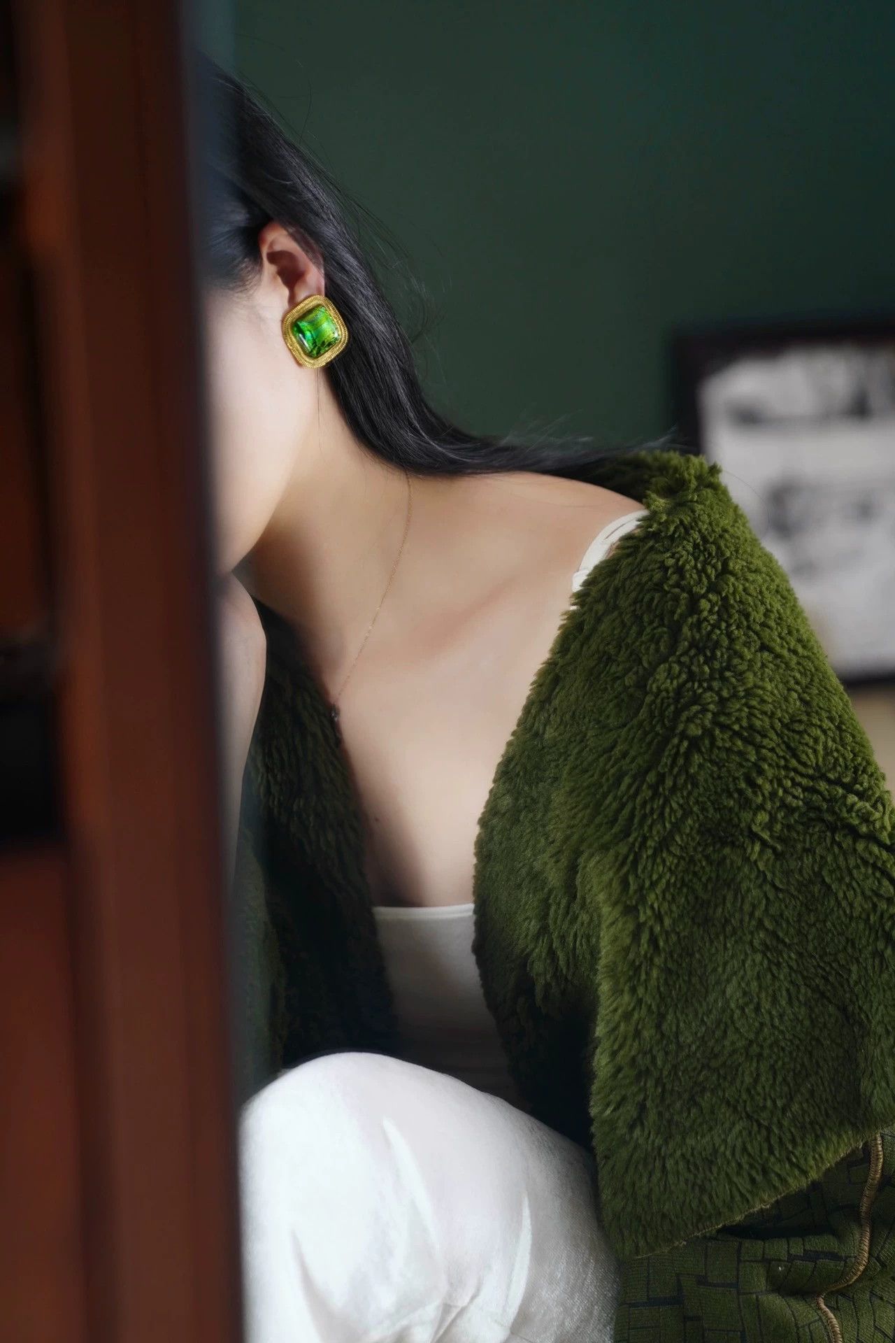 Yves Saint Laurent YSL Rive Gauche Vtg Redeemer Green Glass Earclips Size ONE SIZE - 9 Thumbnail