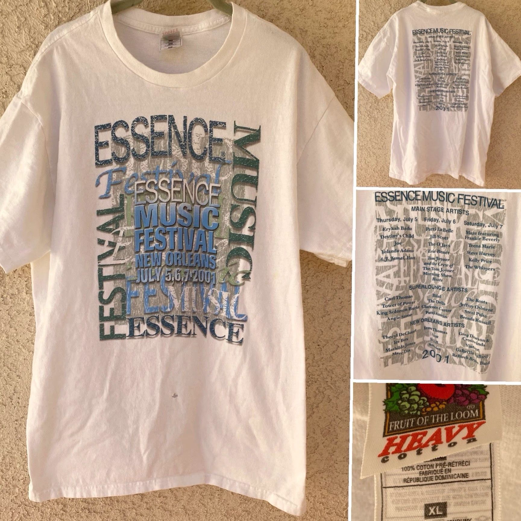 Fruit Of The Loom VINTAGE Essence Music Festival T-Shirt New Orleans Erykah Badu Destiny’s Child XS? XL Size US XL / EU 56 / 4 - 7 Thumbnail