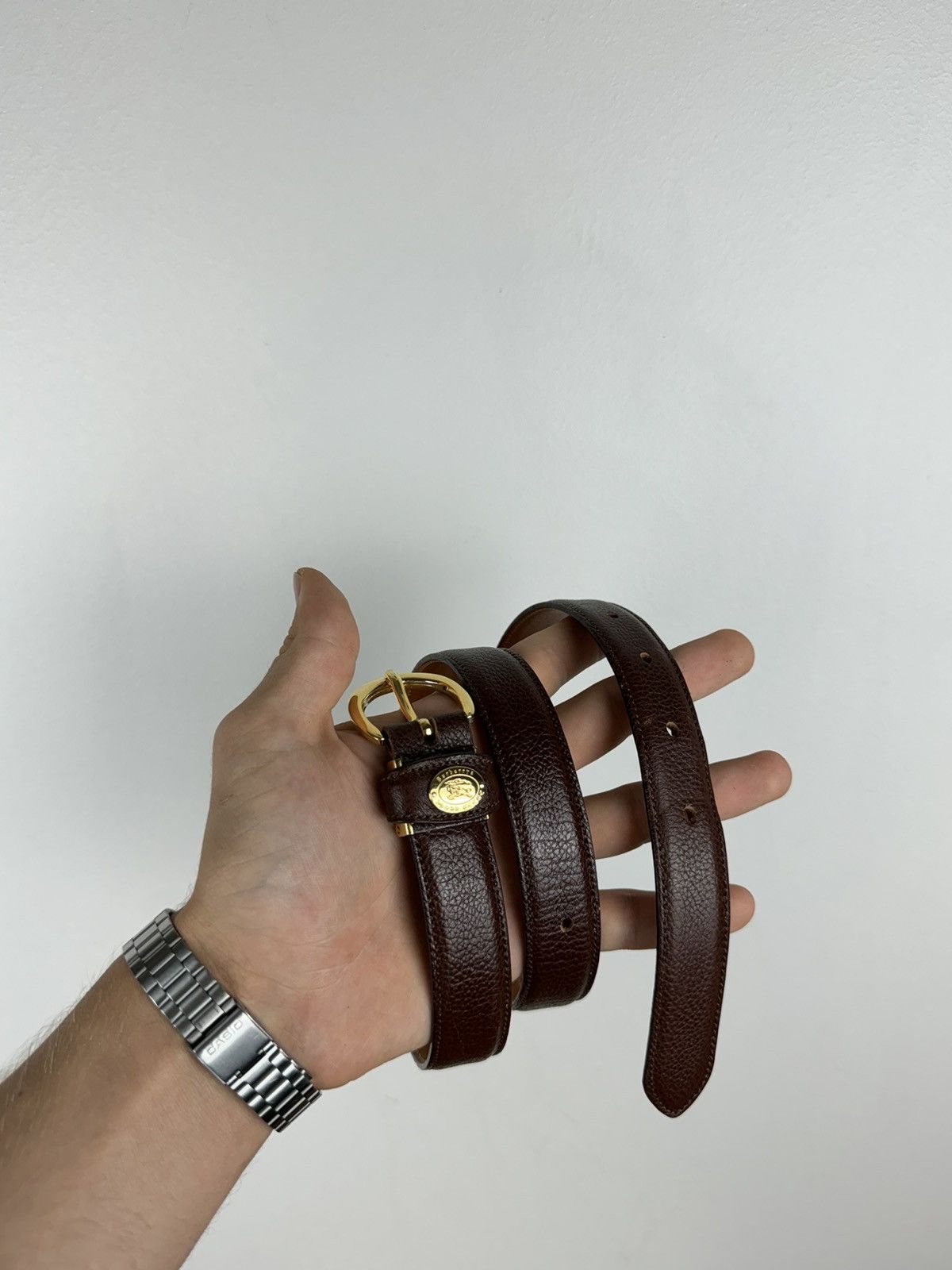 Burberry × Leather Leather belt Burberry y2k original luxury casual item Size ONE SIZE - 4 Thumbnail