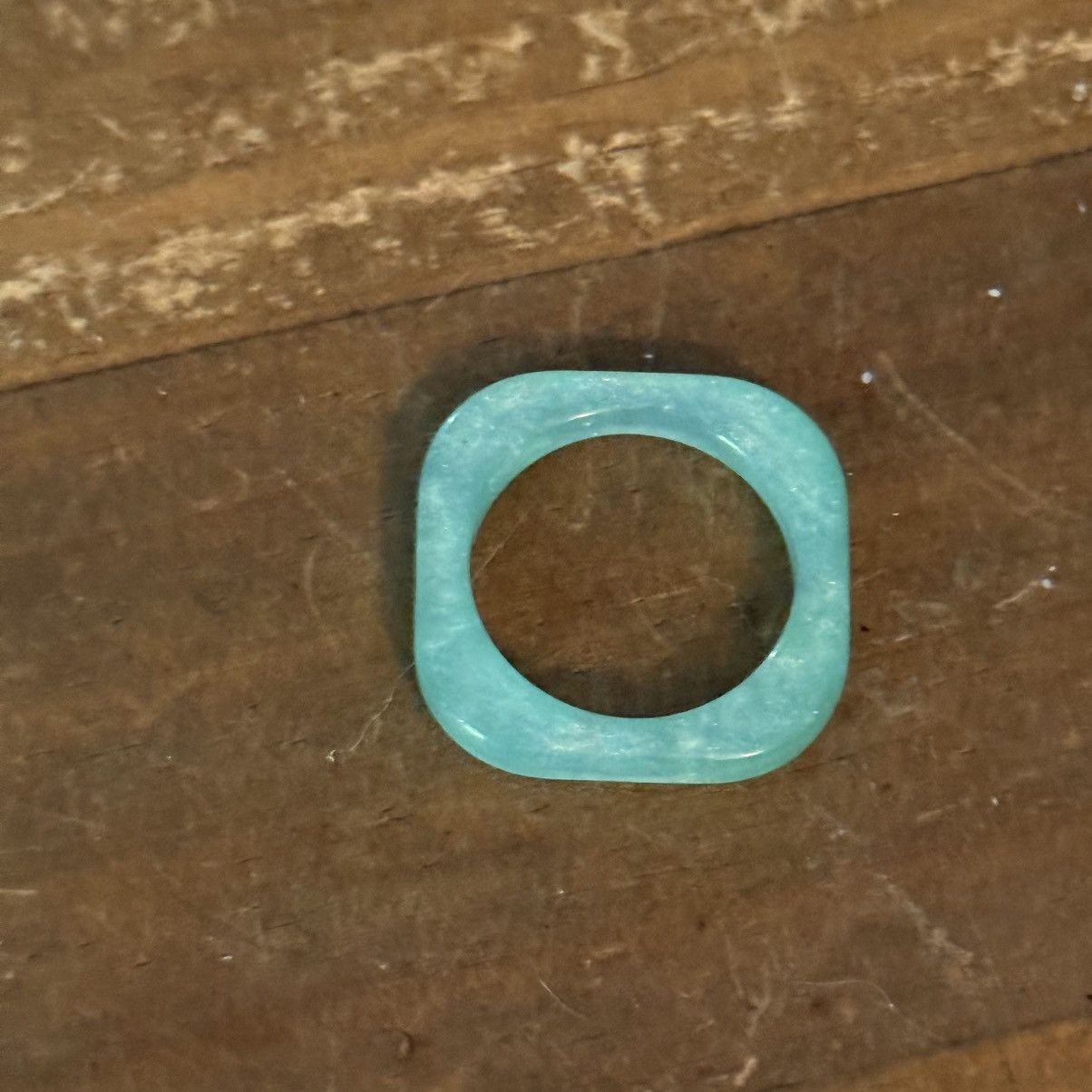 Vintage Vintage acrylic aqua shimmery square band ring Size ONE SIZE - 5 Thumbnail