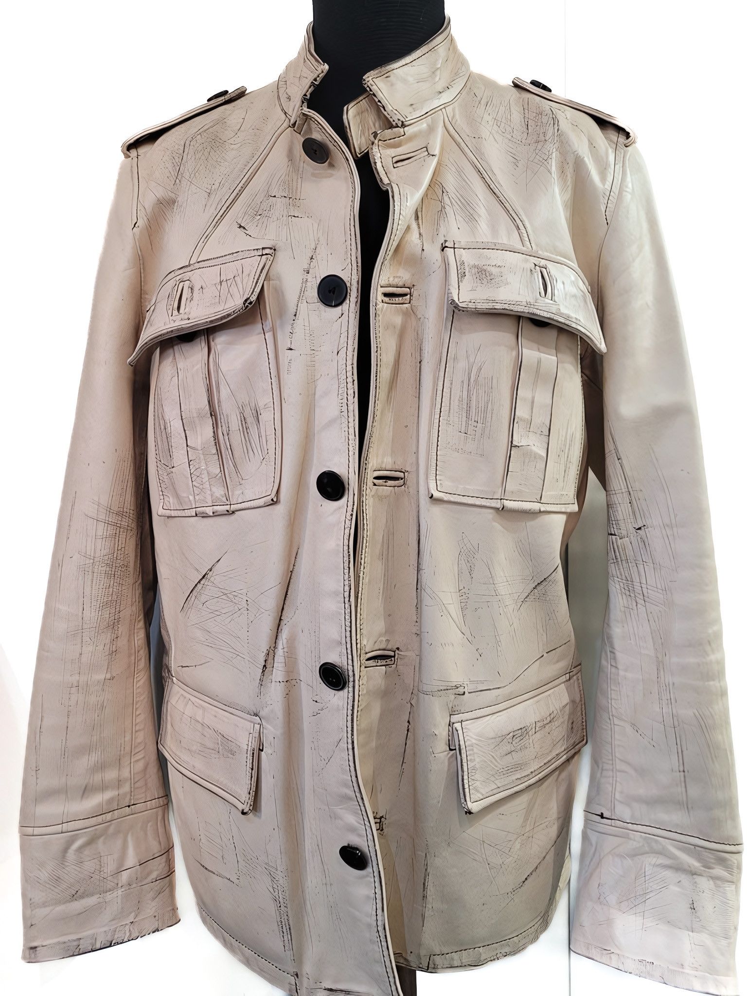 Saint Laurent Paris RIVE GAUCHE PAINTED LEATHER COAT BY TOM FORD Size US L / EU 52-54 / 3 - 1 Thumbnail