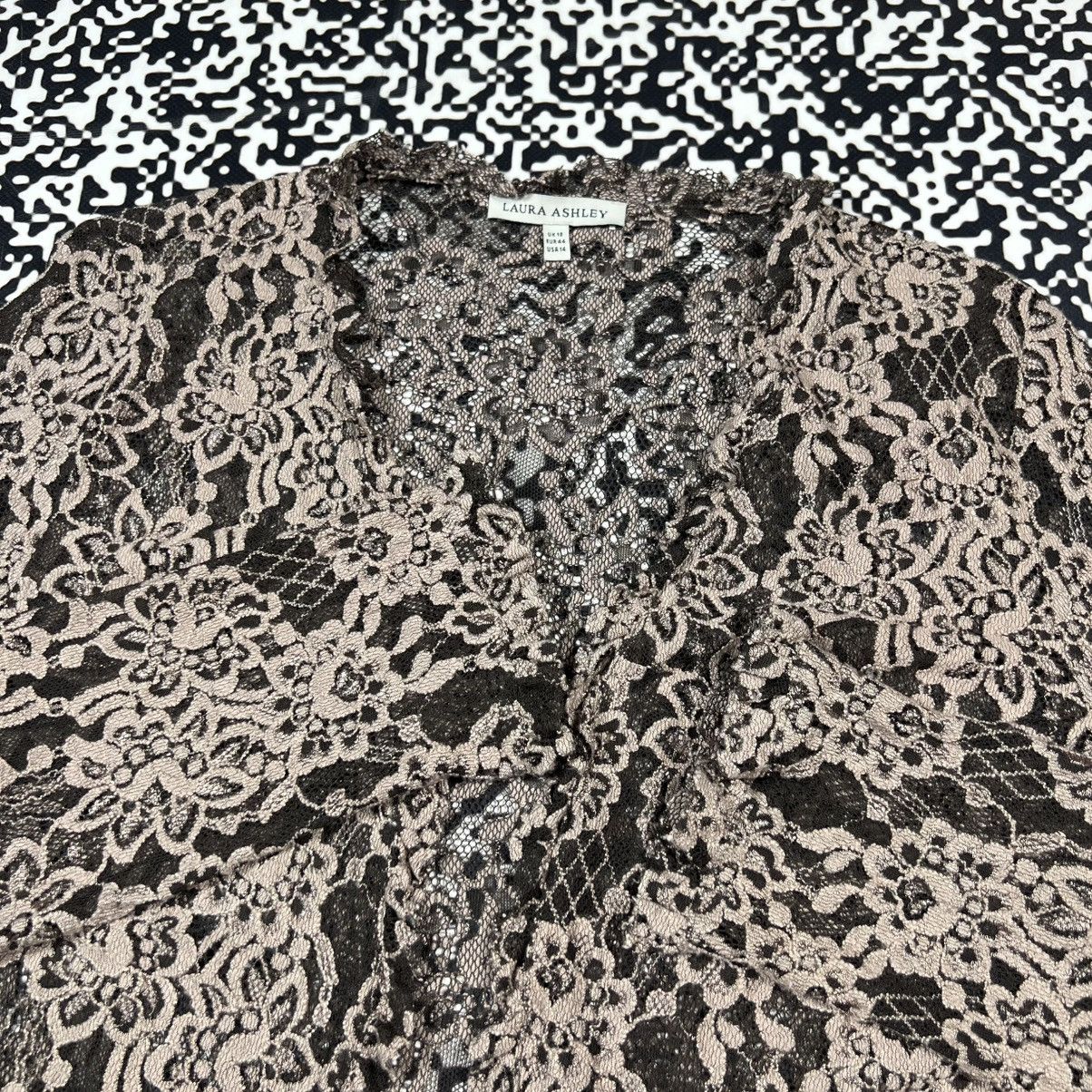 Laura Ashley Vintage Y2K Laura Ashley Floral Mesh Retro Sexy Catdigan Size XL / US 12-14 / IT 48-50 - 10 Thumbnail