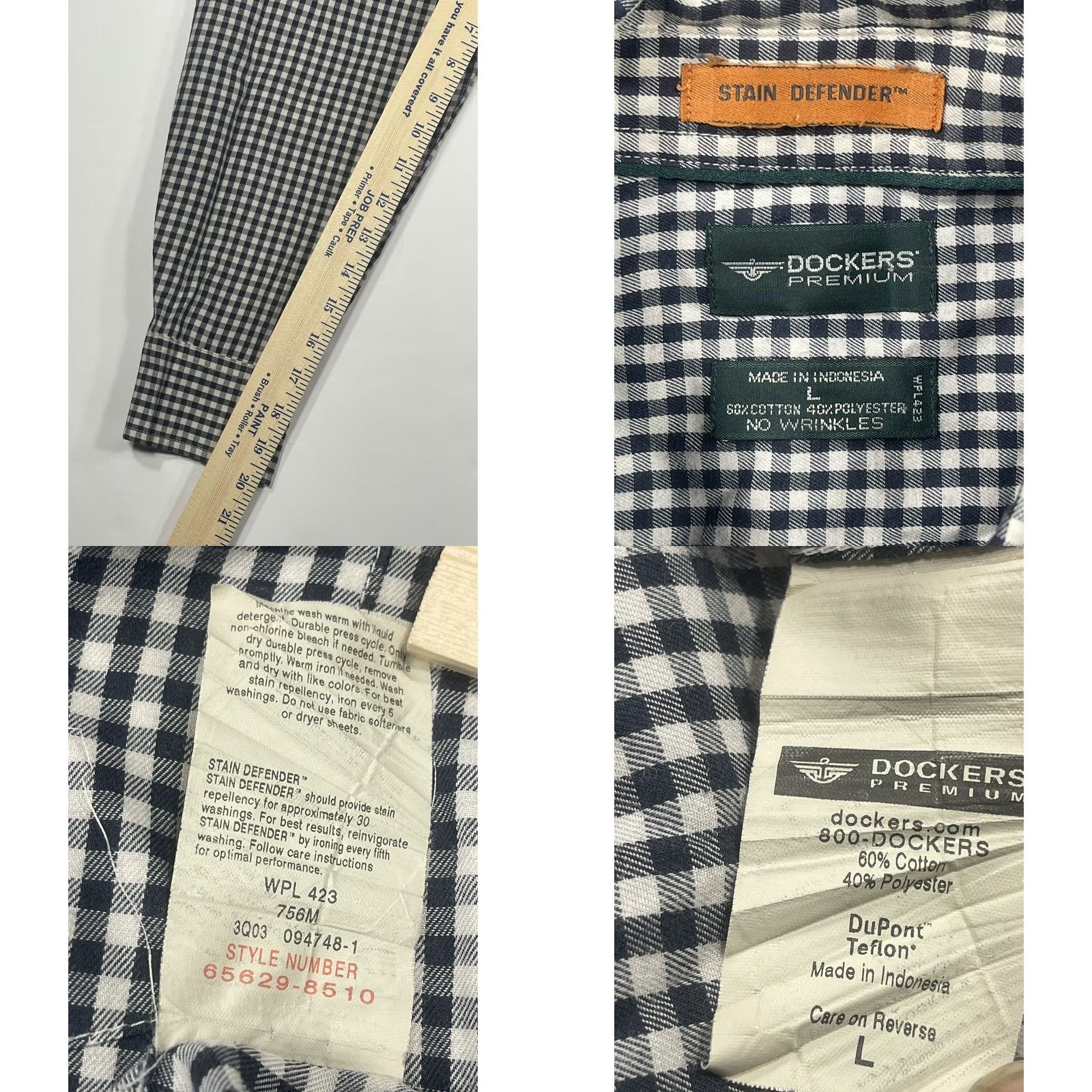Dockers DOCKERS Shirt Mens L Multi Color Stain Defender Wrinkles Check Long Sleeve Button Down Size US L / EU 52-54 / 3 - 8 Thumbnail
