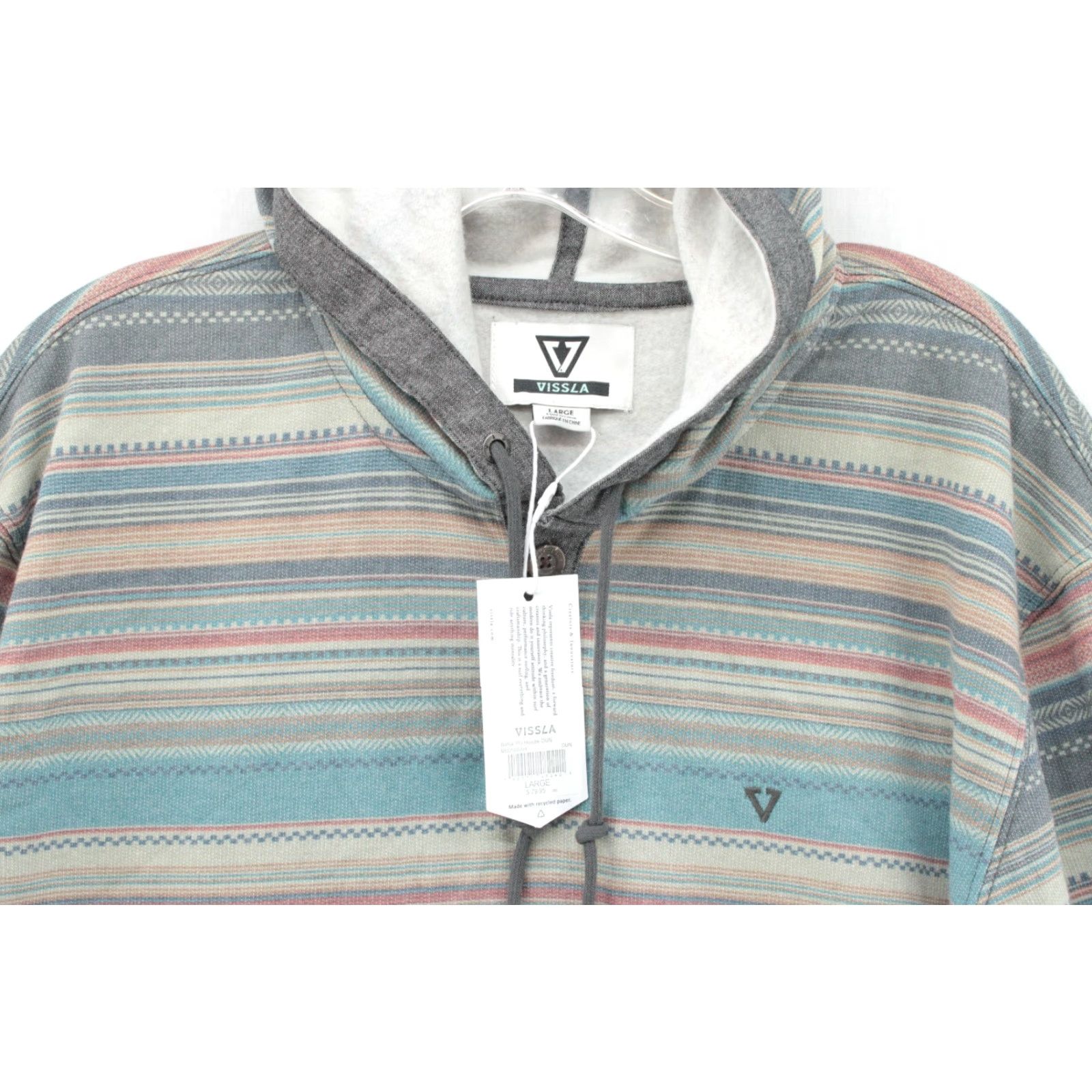 Vissla VISSLA Hoodie Mens Multicolor Striped Fleece Surf Skate Coastal Pullover NWT Size US L / EU 52-54 / 3 - 2 Thumbnail