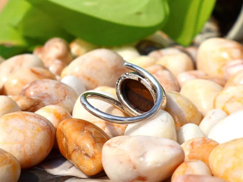 Handmade Tiger's Eye Ring, 925 Silver Ring, Handmade Yellow Gemstone Size ONE SIZE - 3 Thumbnail