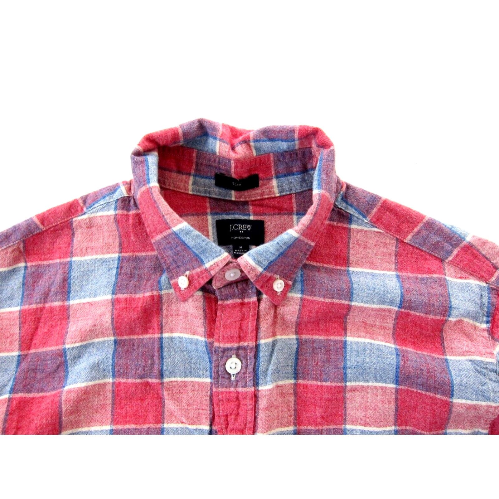 J.Crew J.Crew Homespun Button-Up 100% Cotton Plaid Slim Long Sleeve Shirt Medium Mens Red Blue Size US M / EU 48-50 / 2 - 3 Thumbnail