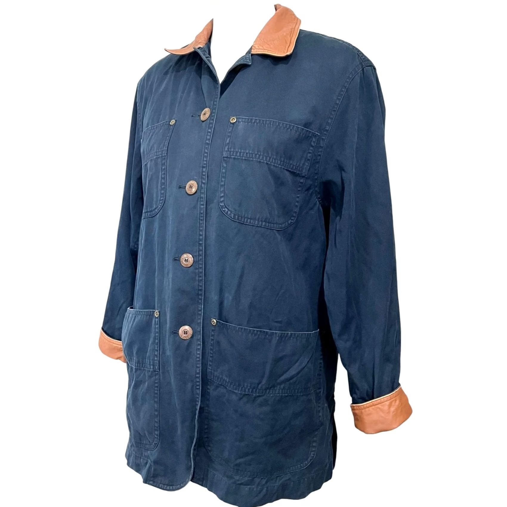 Vintage VINTAGE Lizsport Barn Chore Field Jacket Women's Petite S Navy Tan Cuffs Button Size S / US 4 / IT 40 - 3 Thumbnail