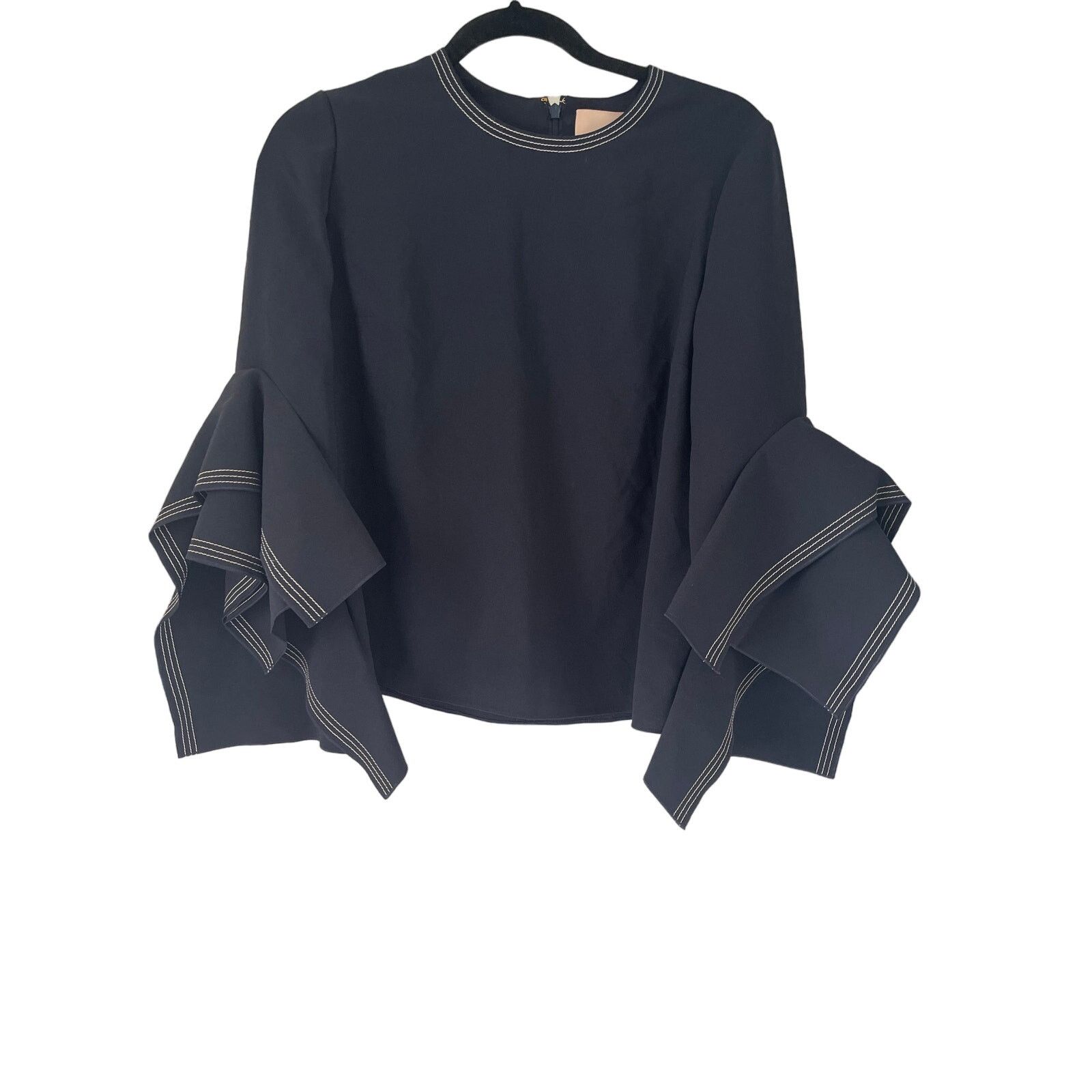ROKSANDA Roksanda, Navy Ruffle Sleeve Blouse, NWT, UK 10 Size M / US 6-8 / IT 42-44 - 1 Thumbnail