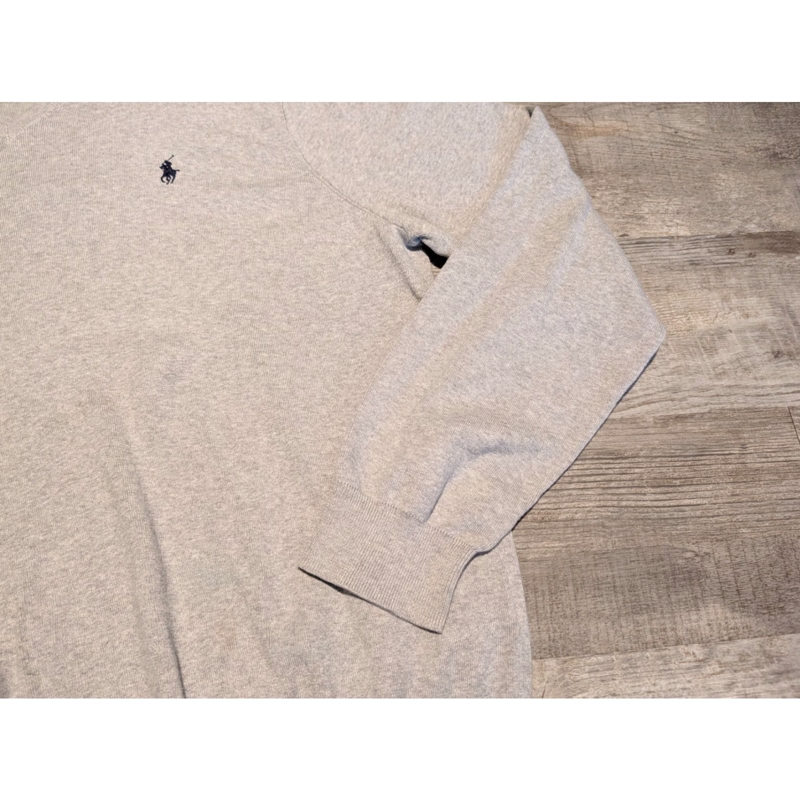 Polo Ralph Lauren POLO RALPH LAUREN XL Pima Cotton V-Neck Sweater Gray Heather Mens Size US XL / EU 56 / 4 - 4 Thumbnail