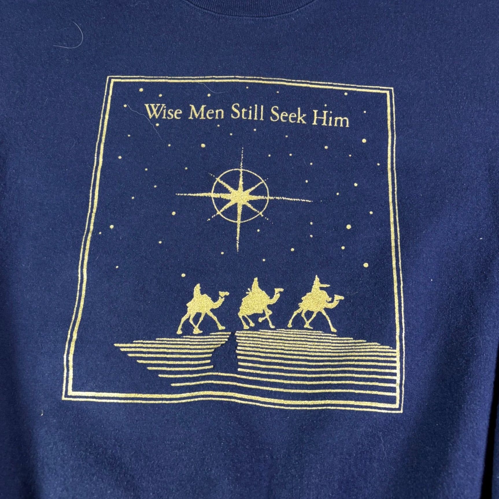 Hanes VINTAGE Hanes ComfortBlend Navy Blue Wise Men Seek Him Christmas Sweatshirt Adult XXL Size US XXL / EU 58 / 5 - 6 Thumbnail