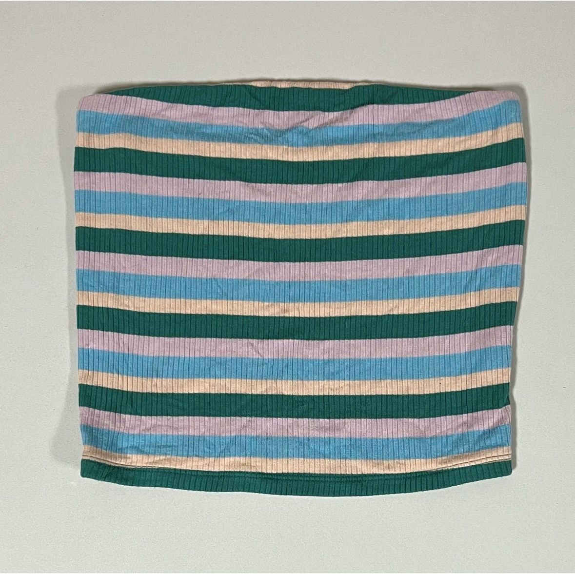American Eagle Outfitters AE Green Blue Purple Striped Tube Top Shirt Blouse Size S 🩵✨ Size S / US 4 / IT 40 - 2 Thumbnail