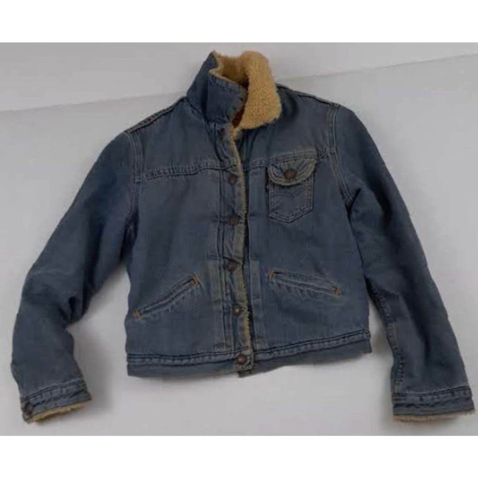 Vintage VINTAGE Levis Jacket Woman Junior Medium Sherpa Lined Blue Denim Bomber Western Outdoor Wear Womens Size 32" / US 10 / IT 46 - 2 Thumbnail