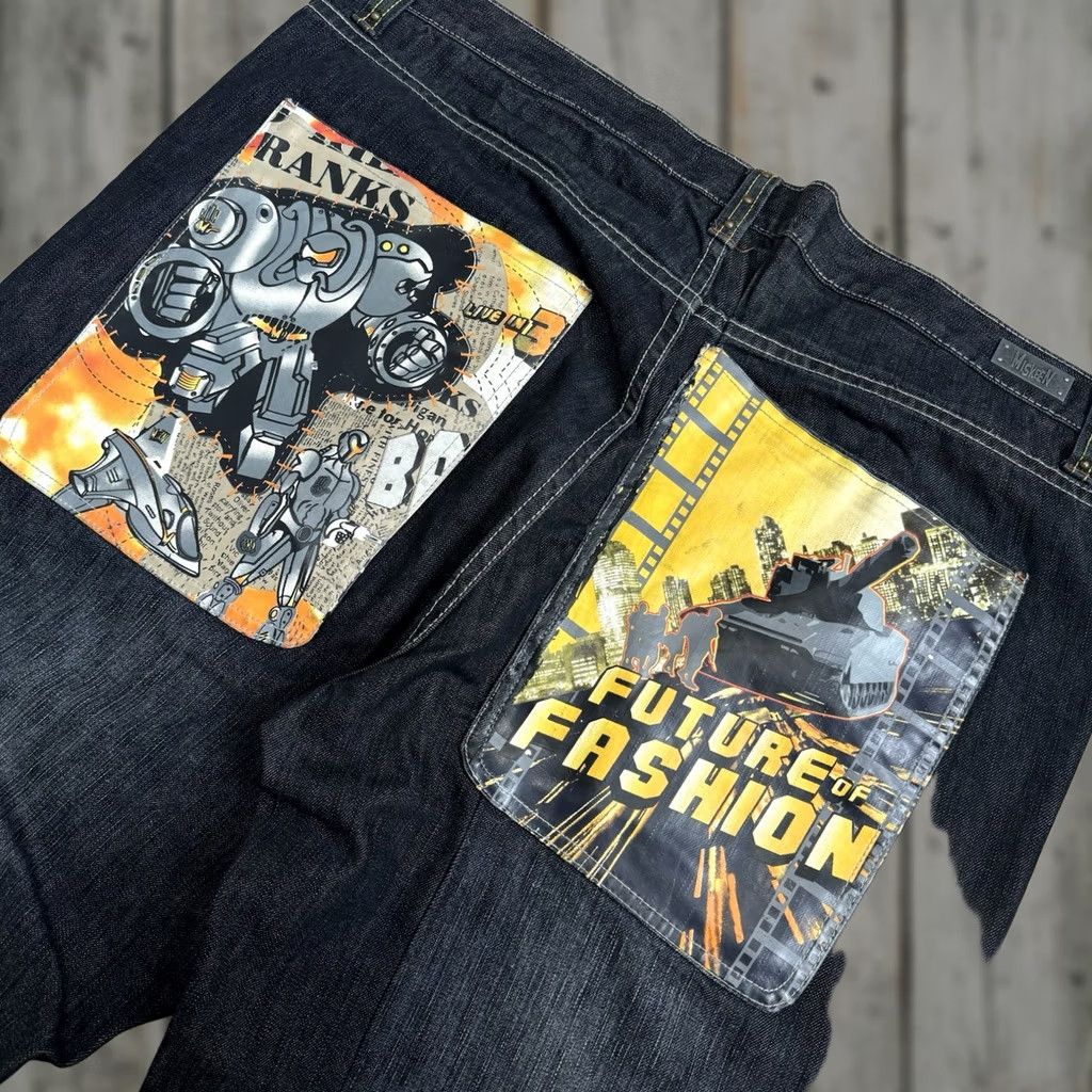JNCO Miskeen Jeans Baggy Denim Embroidered Pockets 40x33 Men's Jeans Baggy / saggy Size US 40 / EU 56 - 1 Thumbnail