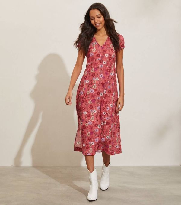 Odd Molly Odd Molly Womens Y2K Floral Crinkle Gauze V-Neck Midi Dress Size S / US 4 / IT 40 - 5 Thumbnail