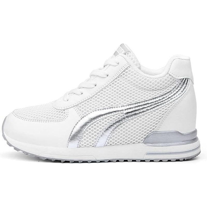 Other Aonegold Women's 6.5 White Silver High Top Lace-Up Sneakers Size US 6.5 / IT 36.5 - 2 Thumbnail
