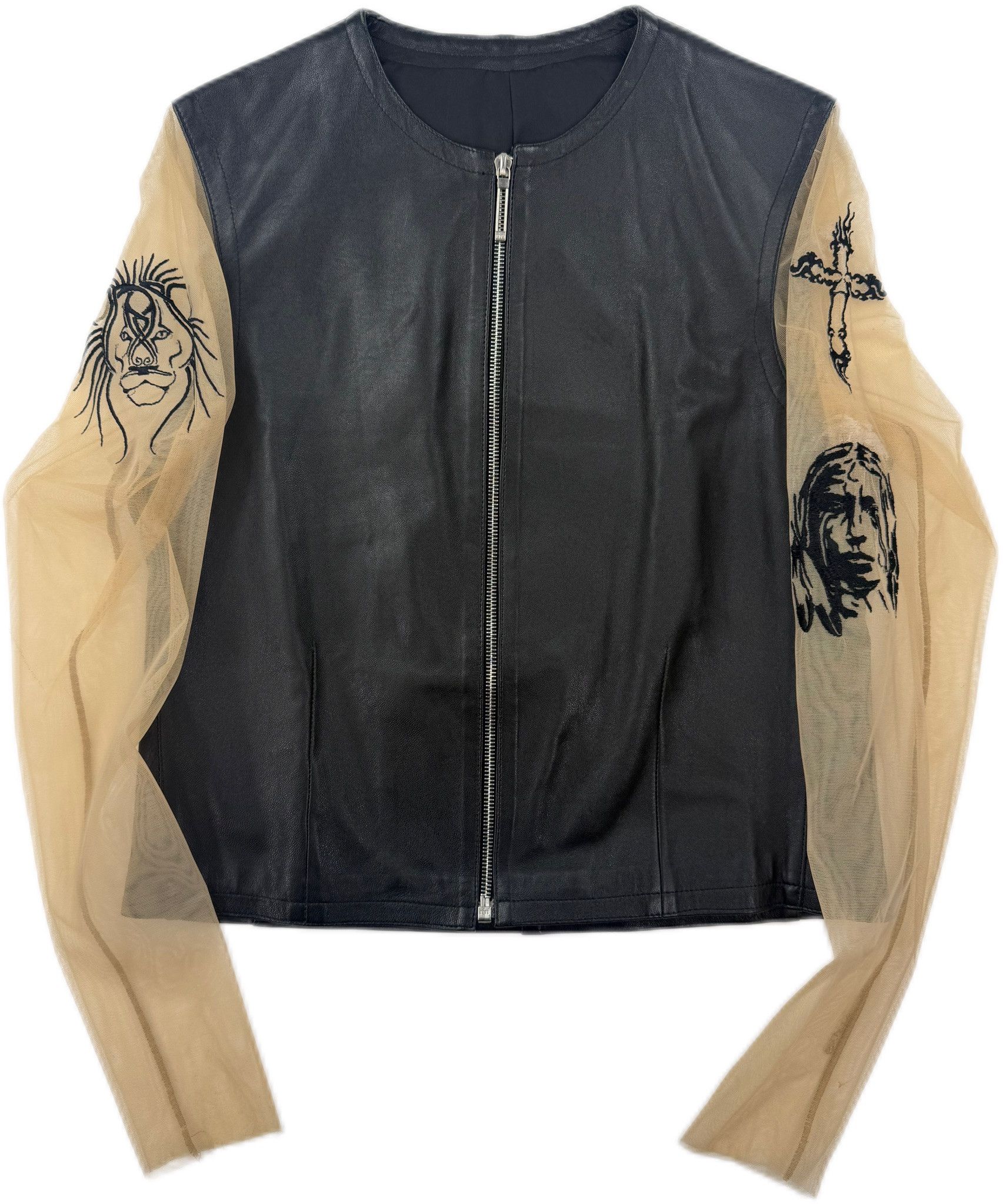 Alexander McQueen AW96 Alexander McQueen Dante Life is Pain Mesh Sleeve Leather Jacket Size US M / EU 48-50 / 2 - 1 Thumbnail