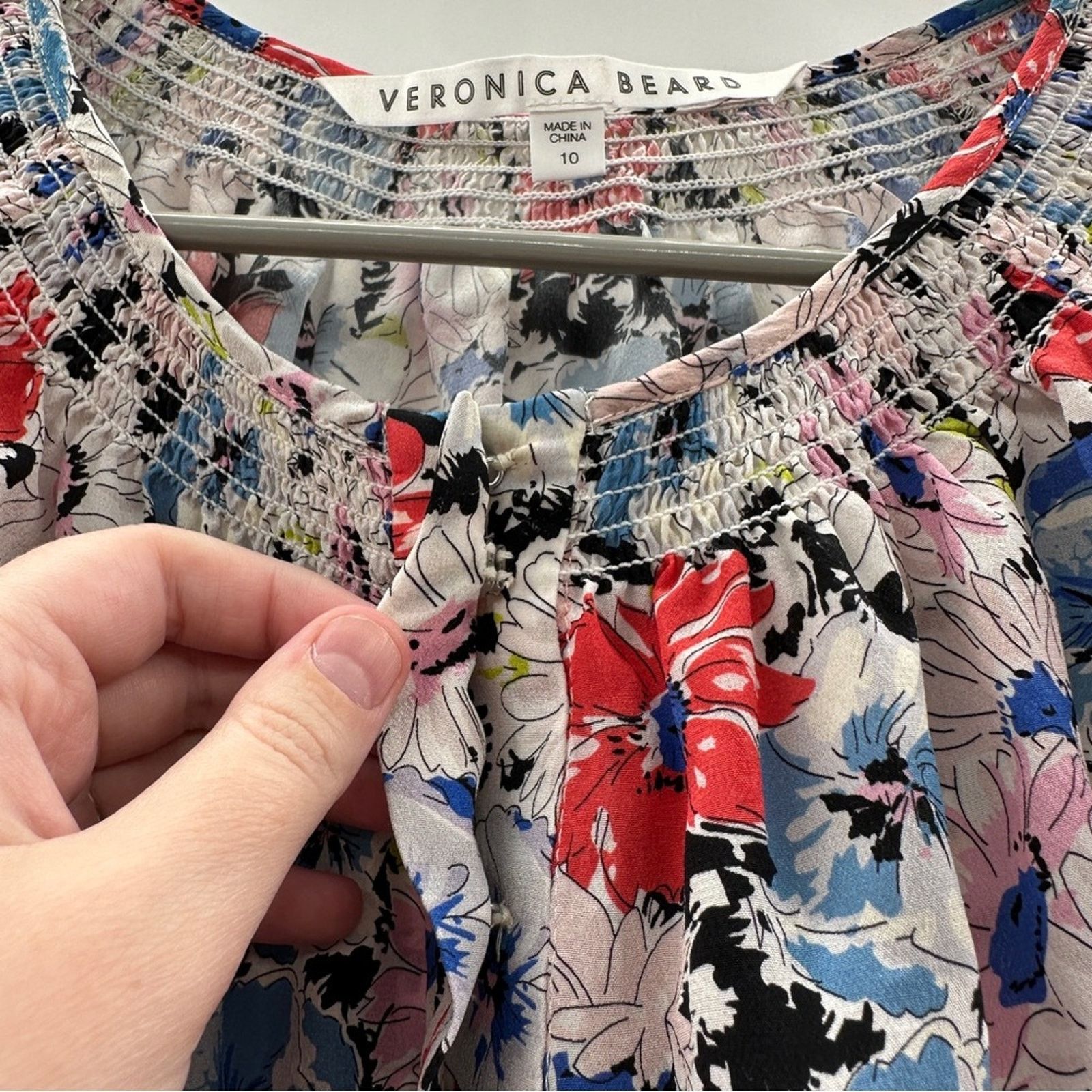 Veronica Beard Veronica Beard Madge 100% Silk Floral Print Long Sleeve Top Size L / US 10 / IT 46 - 5 Thumbnail